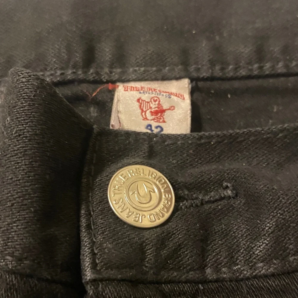 True Religion Men's Dark Jeans with Gold Button